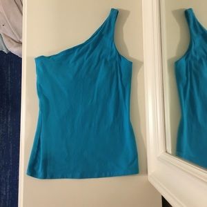Express one-shoulder blue tank